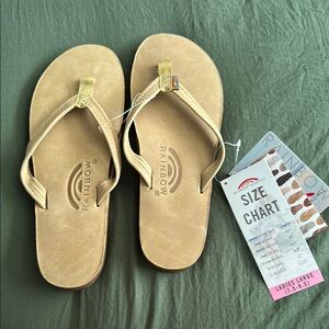 Rainbow Tan Sandals- New with Tags. Size L